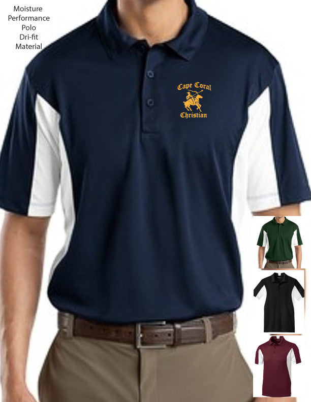 Cape Christian High School Mens Performance Polo with White Trim