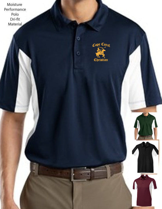 Cape Christian High School Mens Performance Polo with White Trim