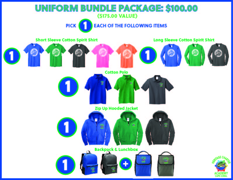 Heritage Charter Academy Uniform Bundle Package