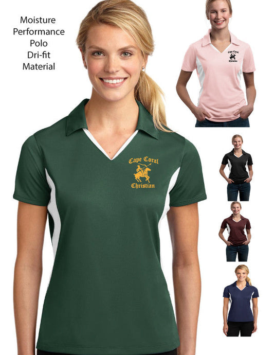 Cape Christian High School Ladies Performance Polo with White Trim